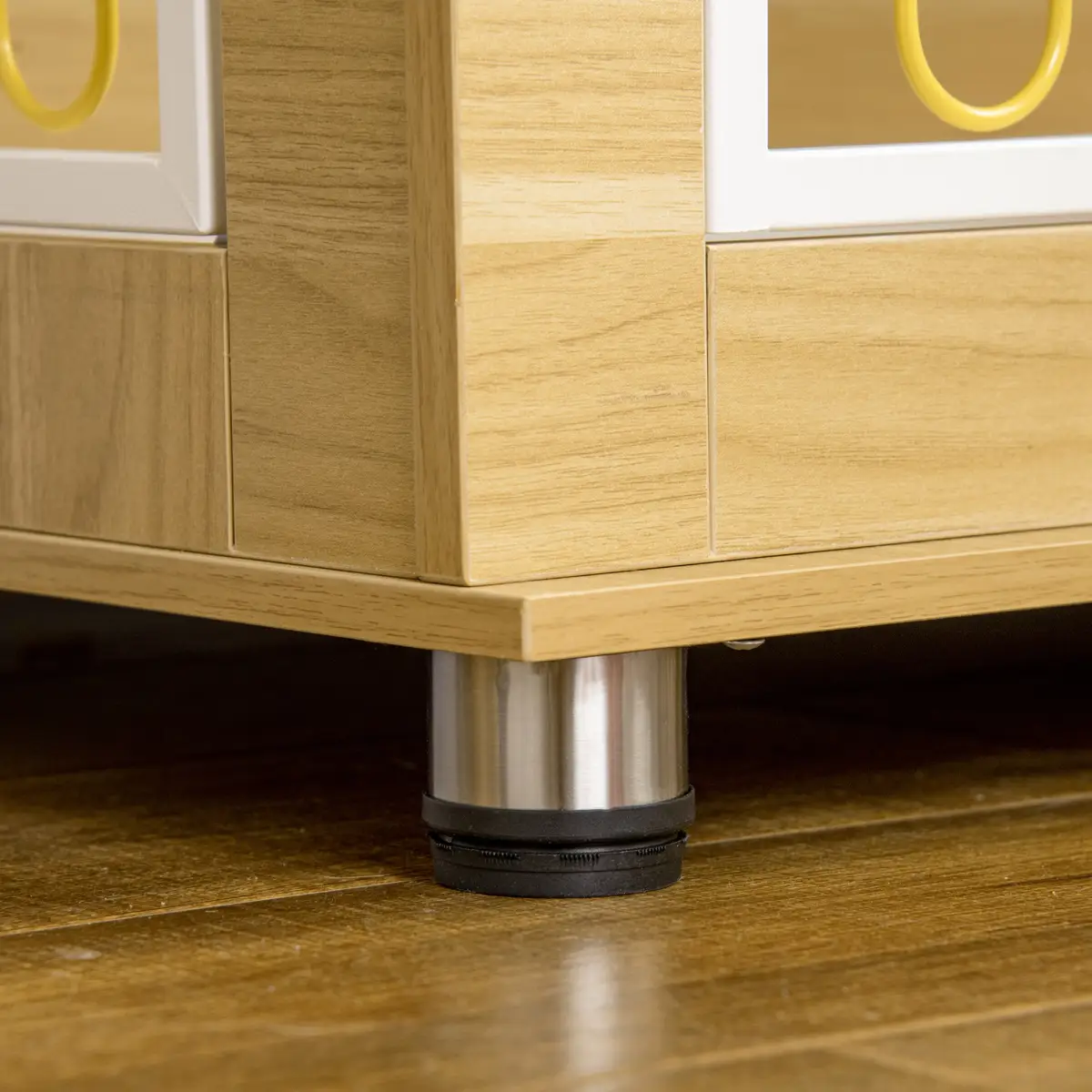PawHut Dog Crate Furniture, Dog Crate End Table w/ Soft Cushion, Double Door - Oak Tone - Dog Crate