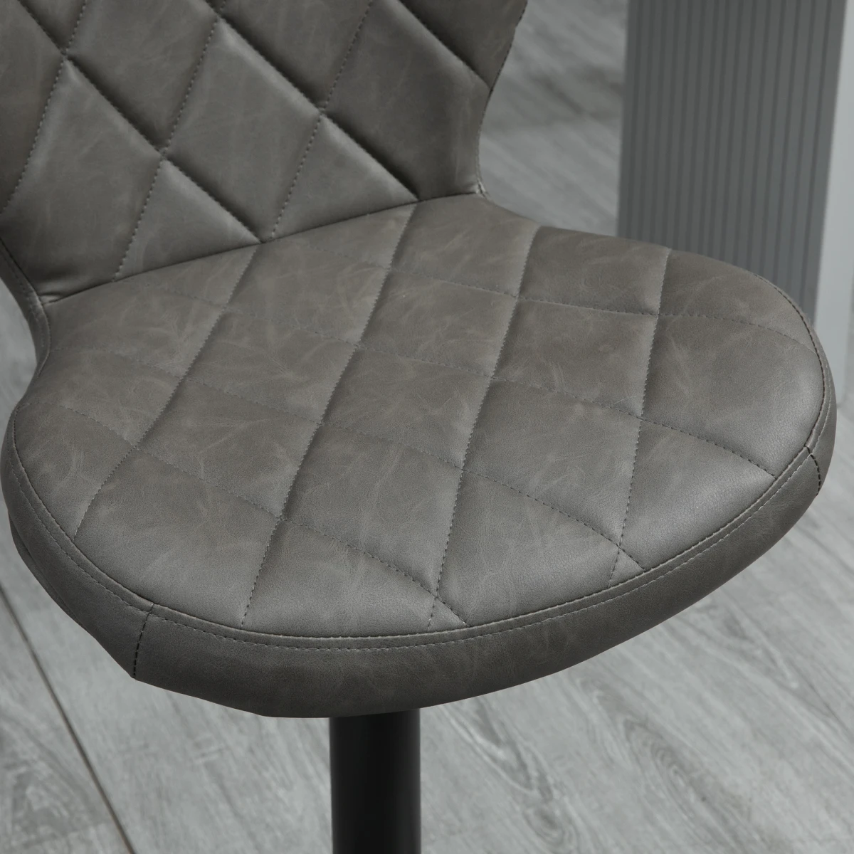 HOMCOM Adjustable Height Bar Stools 91 to 112 cm Swivel Faux Leather Diamond Stitching Home Office Set Of 2 by HOMCOM