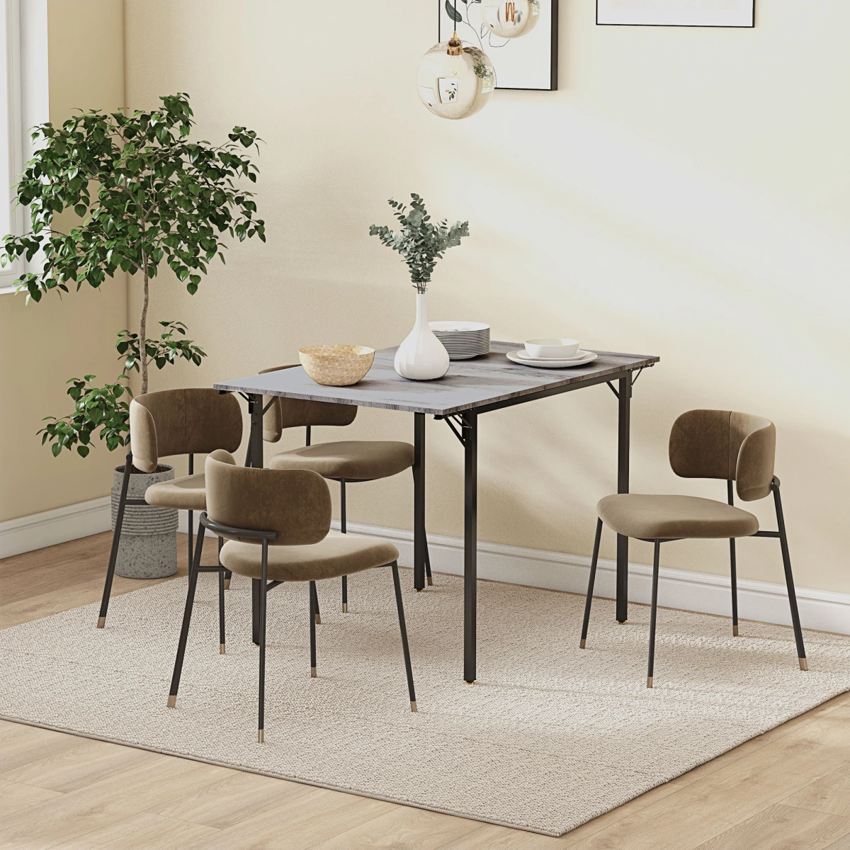 HOMCOM Folding Dining Table 2-4 Seats Drop Leaf Grey Kitchen by PawHut