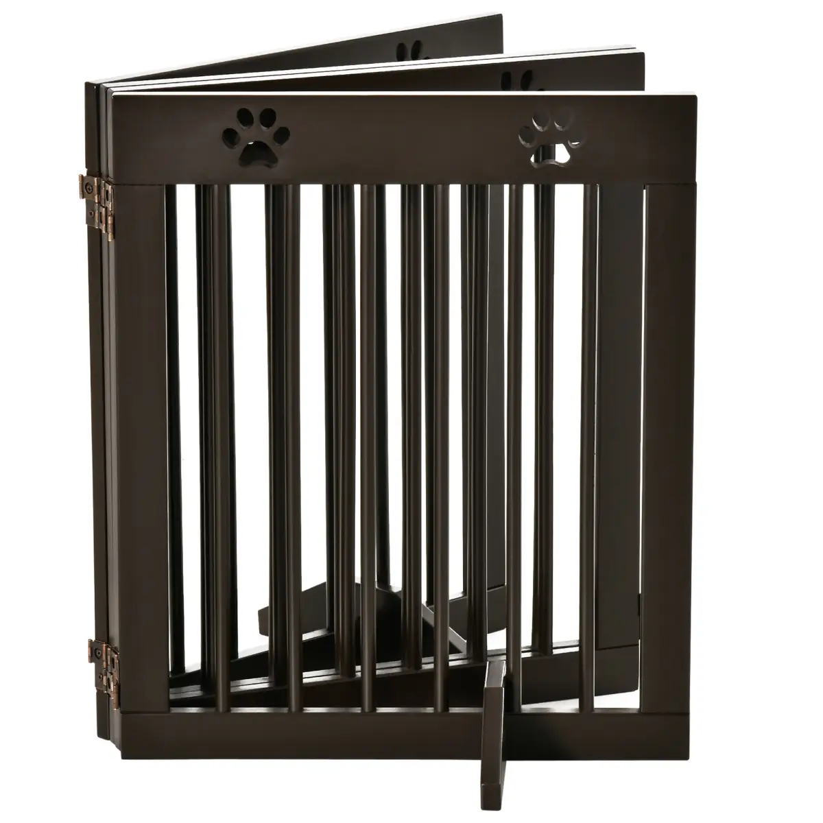 Pawhut Freestanding Pet Gate 4 Panel Folding Wooden Dog Barrier w/ Support Feet - Pet Gate