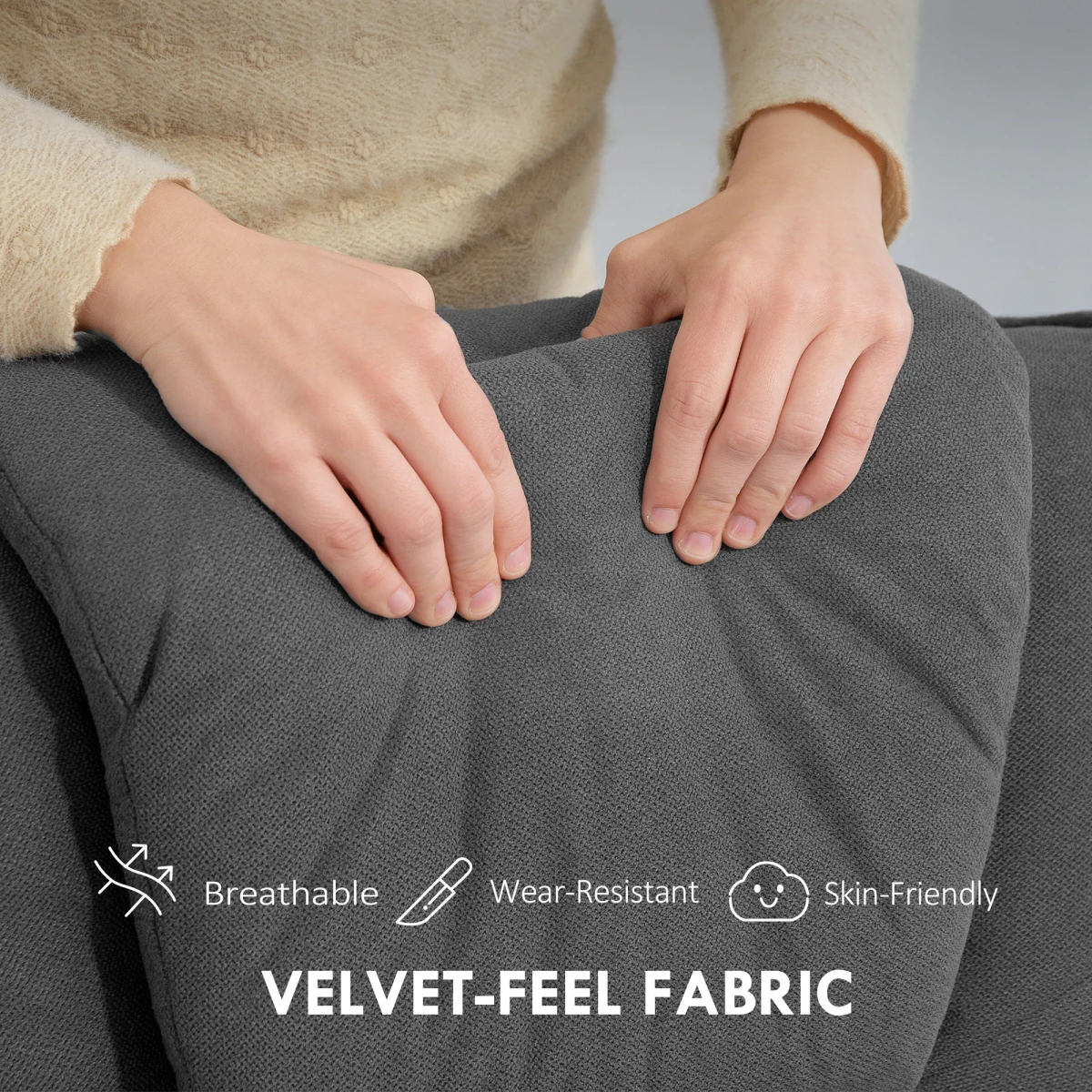HOMCOM Velvet Recliner Medium Footstool 135 Degree Home by HOMCOM