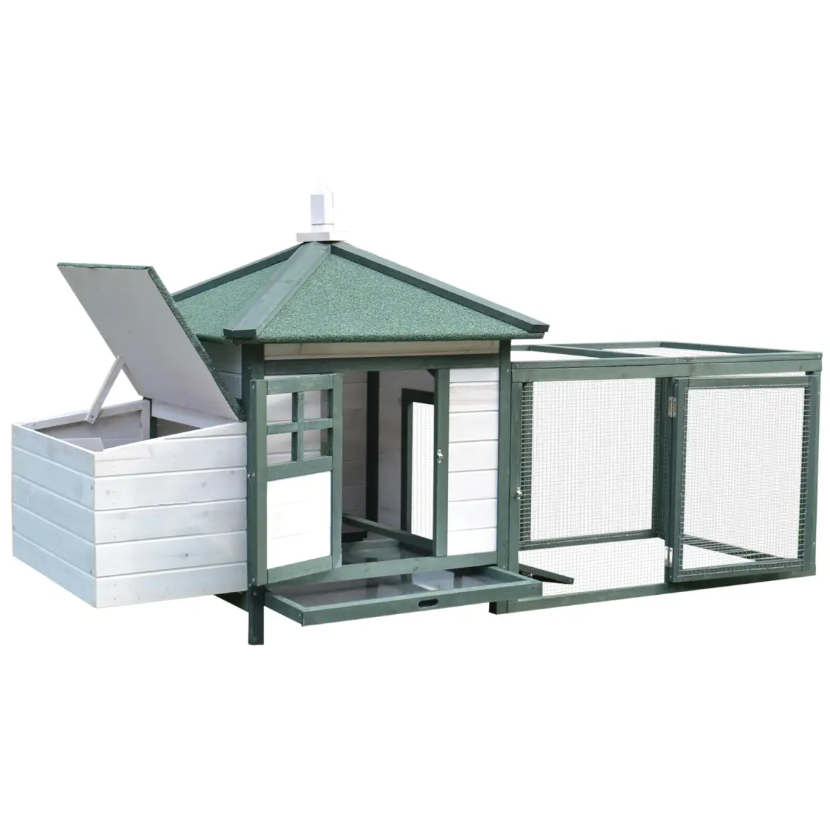 PawHut PawHut Chicken Coop Hen Poultry House w/ Nesting Box Outdoor Run Patio Wooden - Chicken Coop