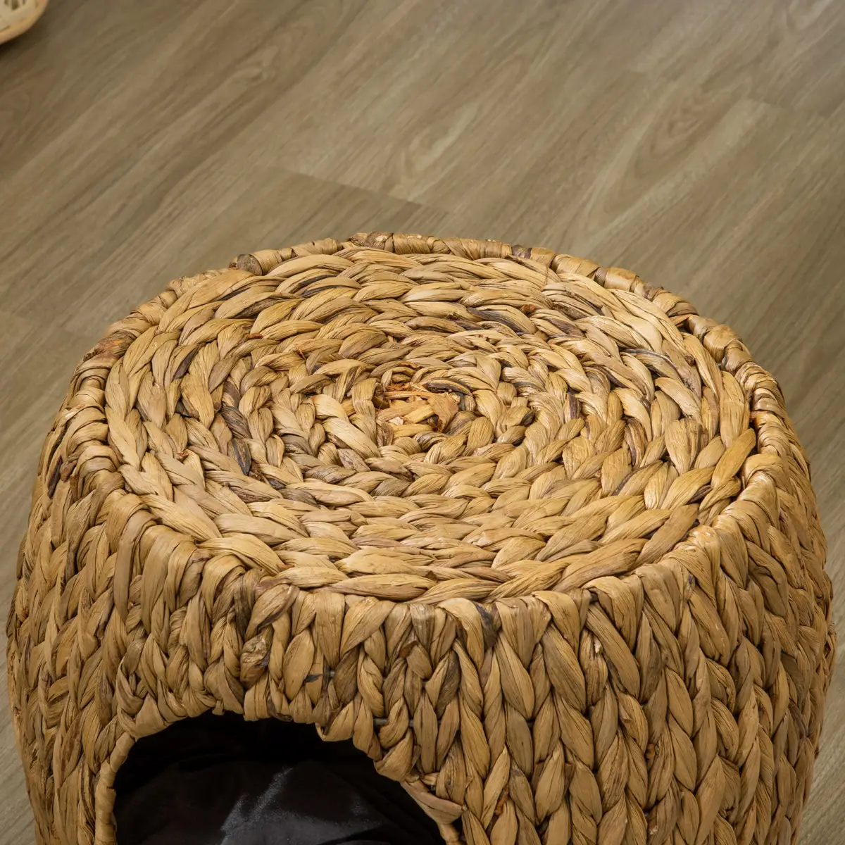 Unbranded Rattan Cat House Stool, Wicker Kitten Bed for Outdoors and Indoors w/ Cushion - Cat House