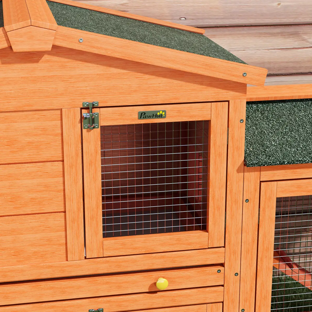 PawHut PawHut Wooden Rabbit Hutch with Run, Ramp, Slide-out Tray, Orange - Rabbit Hutch