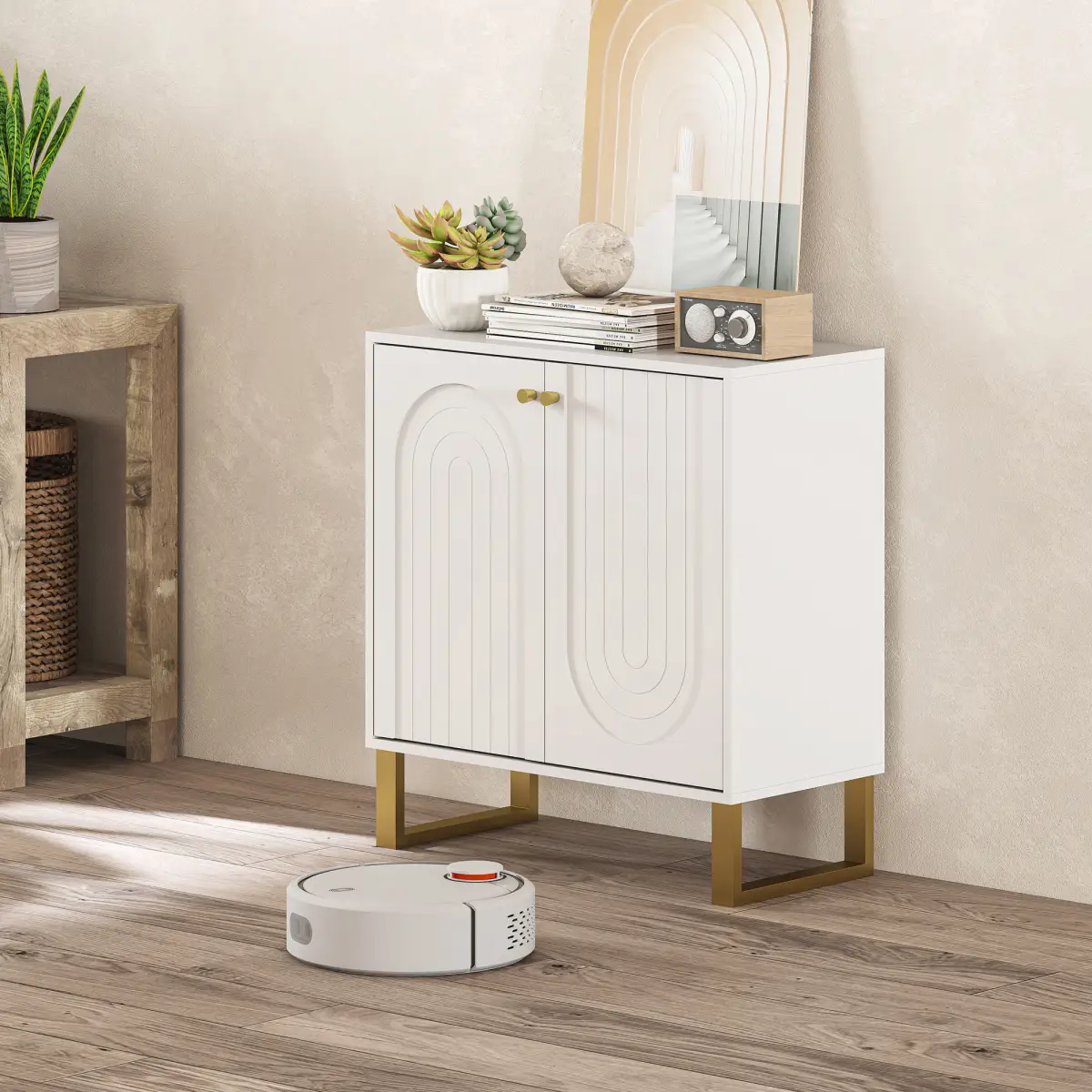 HOMCOM HOMCOM Sideboard with Adjustable Shelves & Doors for Living Room, White - Sideboard