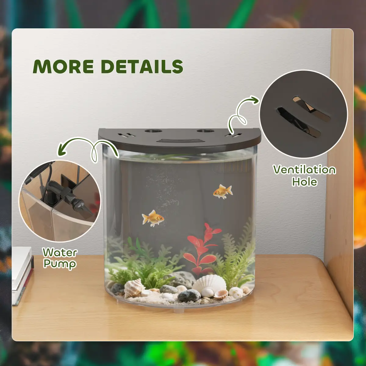 PawHut PawHut Fish Tank, 3L Nano Aquarium Starter Kit with Filter System, LED Light - Aquariums