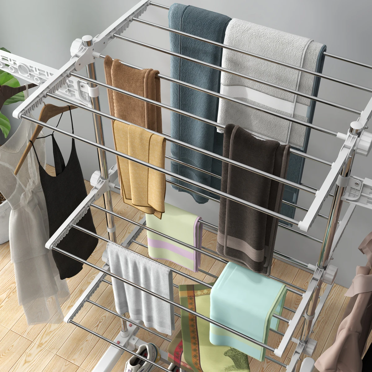 HOMCOM HOMCOM Clothes Airer 64.8cm Wide Three Layer Folding Indoor - Wardrobe