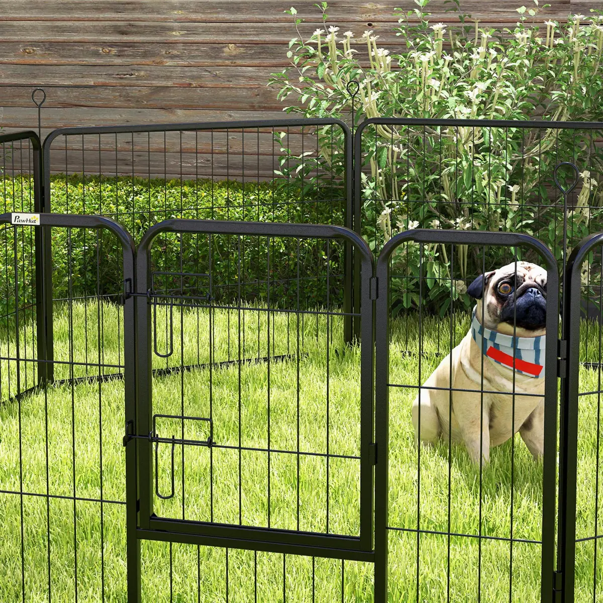 PawHut Pawhut Pet Pen Guinea Dog Pig Puppy Playpen Play House Steel Hutch Metel Black - Pet Playpen