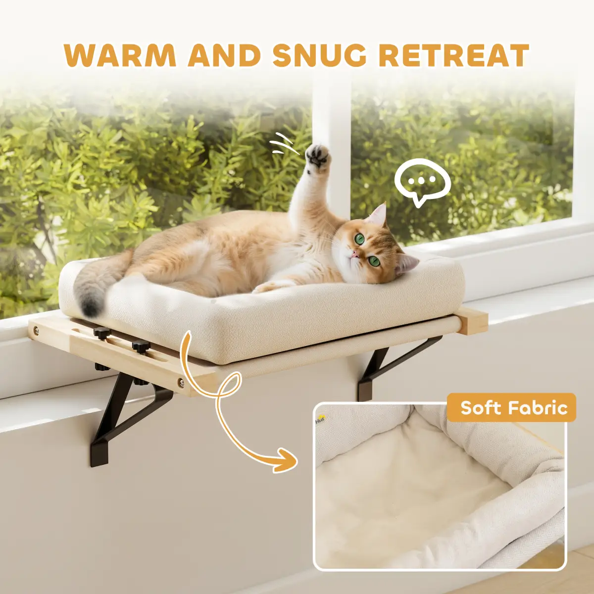 PawHut PawHut Cat Radiator Bed, Adjustable Hanging Cat Hammock with Cushion, Cream - Cat Beds