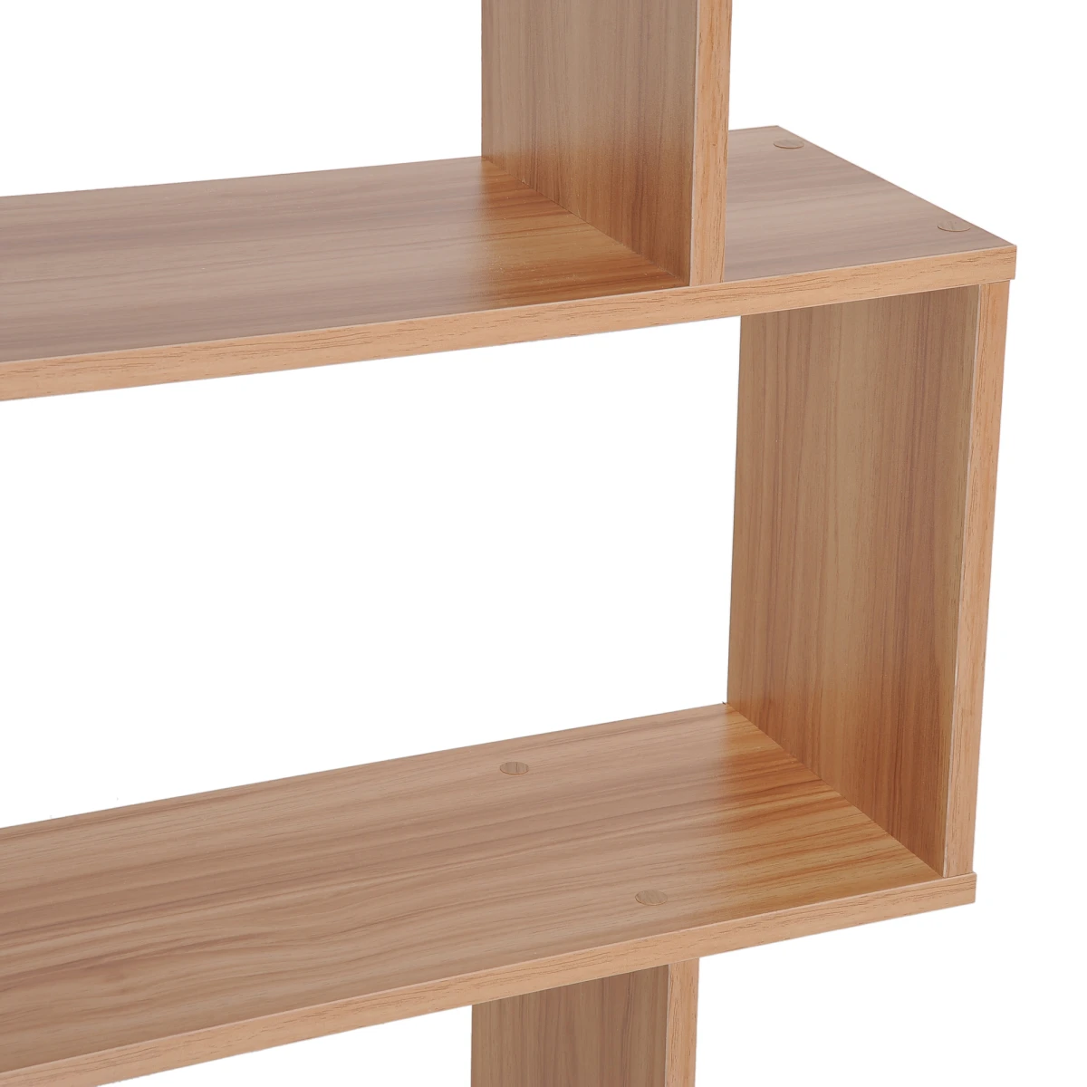 Premium Maple Tall 6 Tier S Shaped Wooden Shelf For Home Office Display And Organization - Office Storage