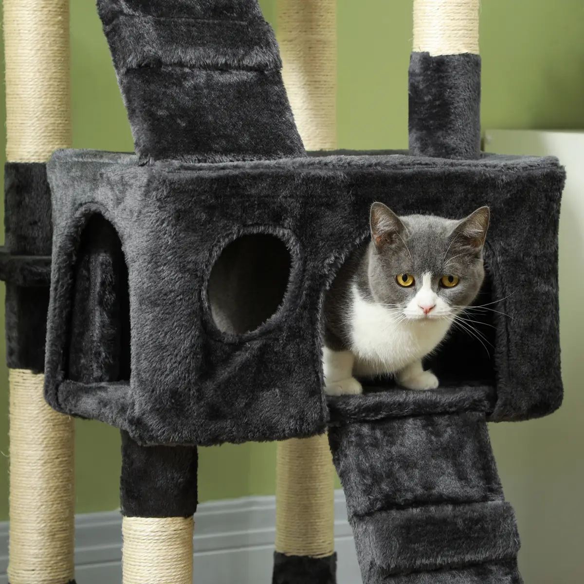 PawHut PawHut Cat Tree Scratcher Activity Centre, Condo Scratching Post Toy Bed - Cat Tree