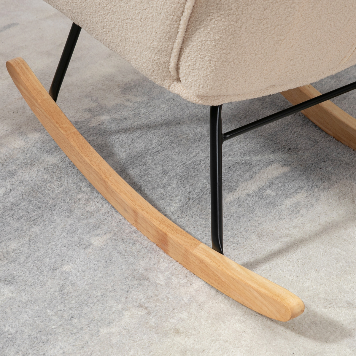 HOMCOM Wingback Rocking Chair for Nursing w/ Steel Frame and Wooden Base Beige - from HOMCOM