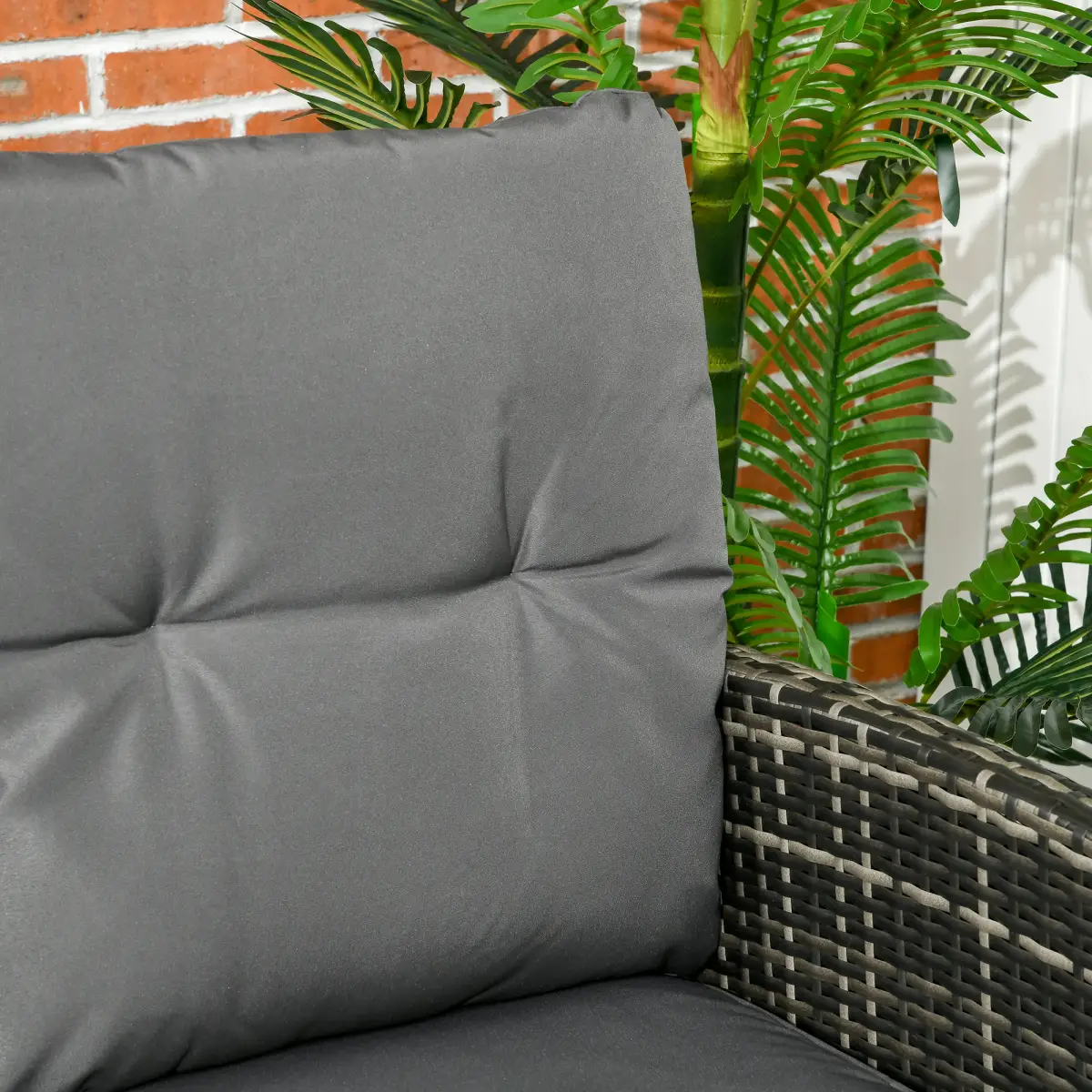 Outsunny Outsunny Rattan Garden Furniture Sofa Set, 2 Armchairs 2 Footstools Table Grey - Garden Set