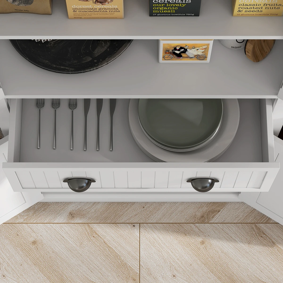 HOMCOM White Freestanding Cabinet 72x30 Drawers Kitchen - Sideboard