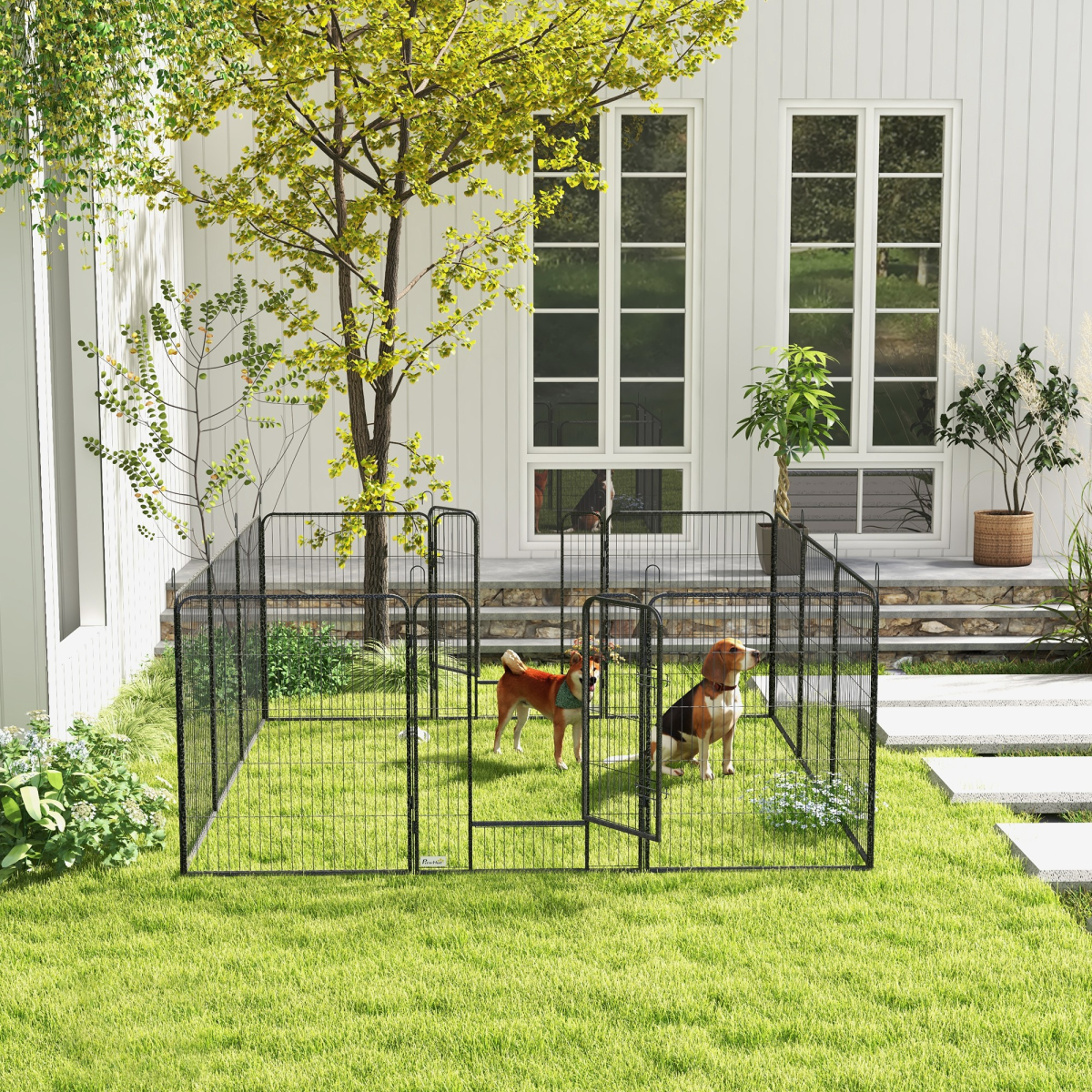 Heavy Duty Puppy Play Pen, 12 Panels Pet Exercise Pen, for Indoors, Outdoors - from PawHut