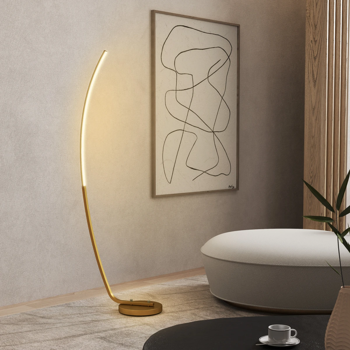 HOMCOM Standing Floor Lamp 147cm Slim Arched Design for Living Room by HOMCOM