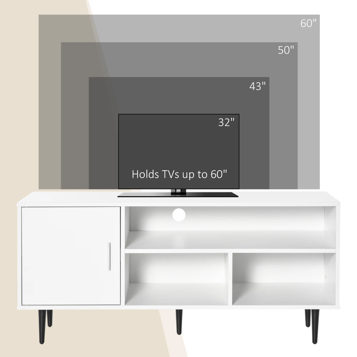HOMCOM TV Stand 120cm Cable Hole Storage Living Room - TV Unit