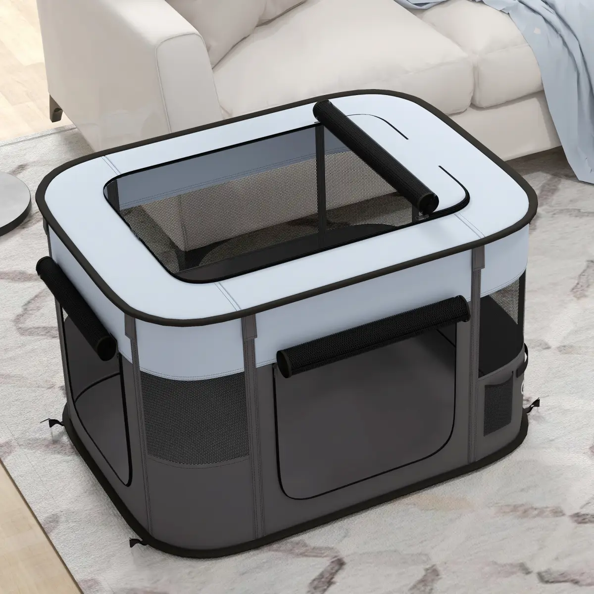 PawHut PawHut Portable Dog Pen for Puppies, Rabbits, Kittens, Guinea Pigs - Grey - Pet Playpen