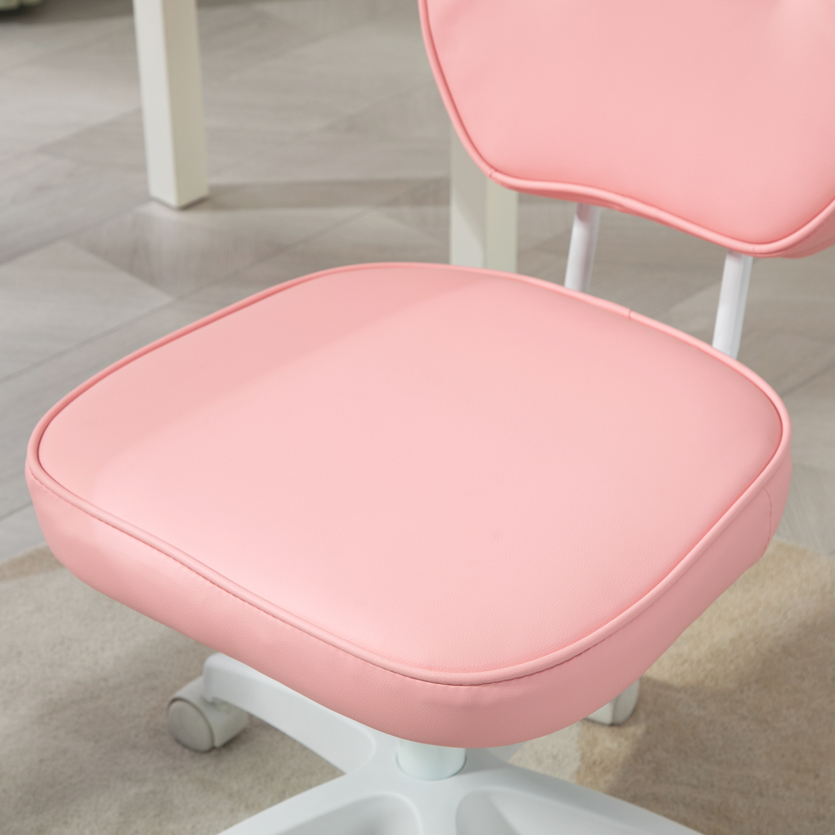 Vinsetto Vanity Office Chair, PU Leather Computer Chair for Home, with Adjustable Height, Armless, Swivel Wheels, Pink - from Vinsetto