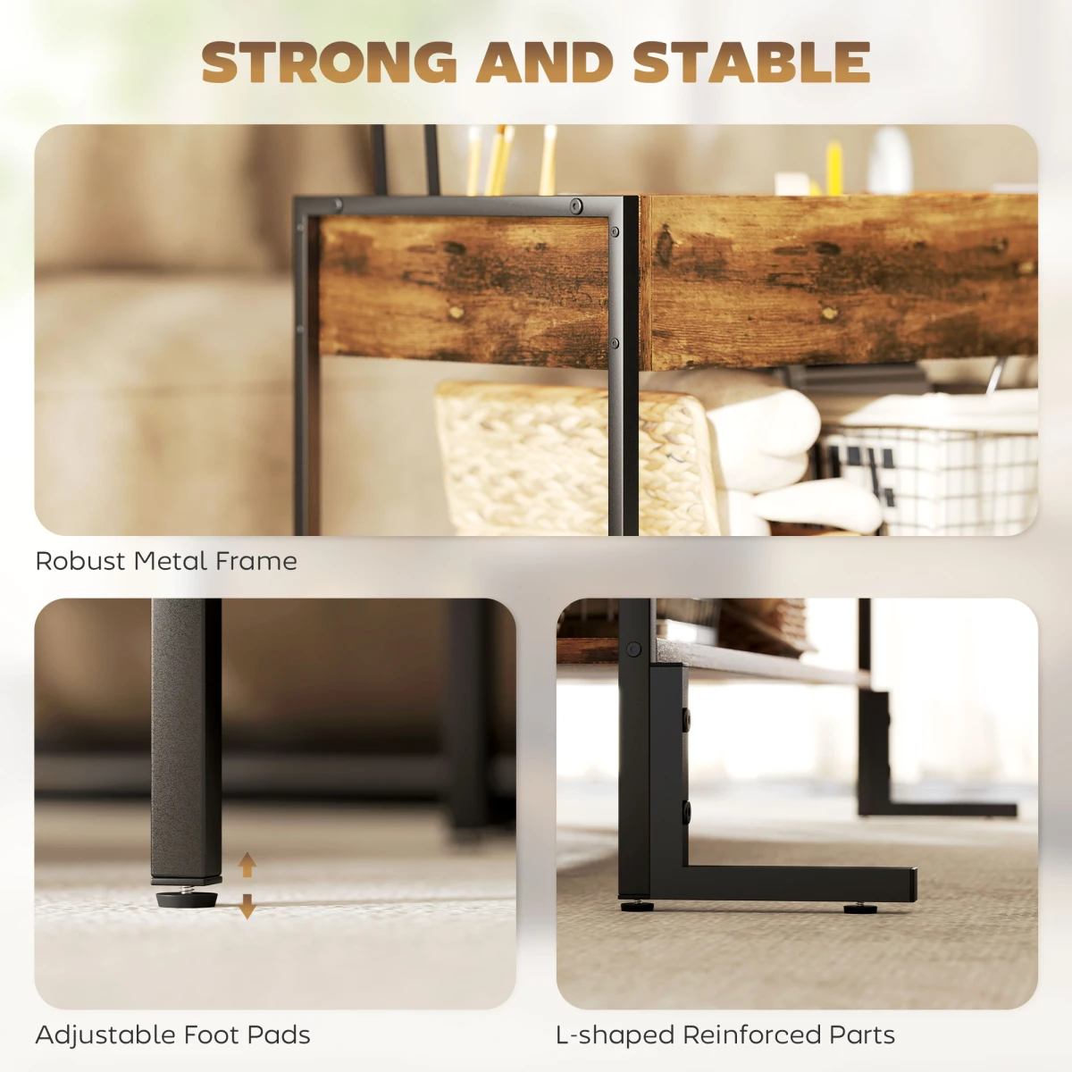 HOMCOM Industrial Lift Top Coffee Table With Storage Shelf Rustic Brown For Living Room And Home Office by HOMCOM