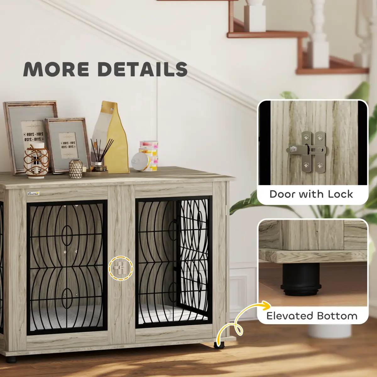 PawHut PawHut Dog Crate Furniture, 44.5" End Table for Extra Large Dogs w/ Cushion - Dog Crate