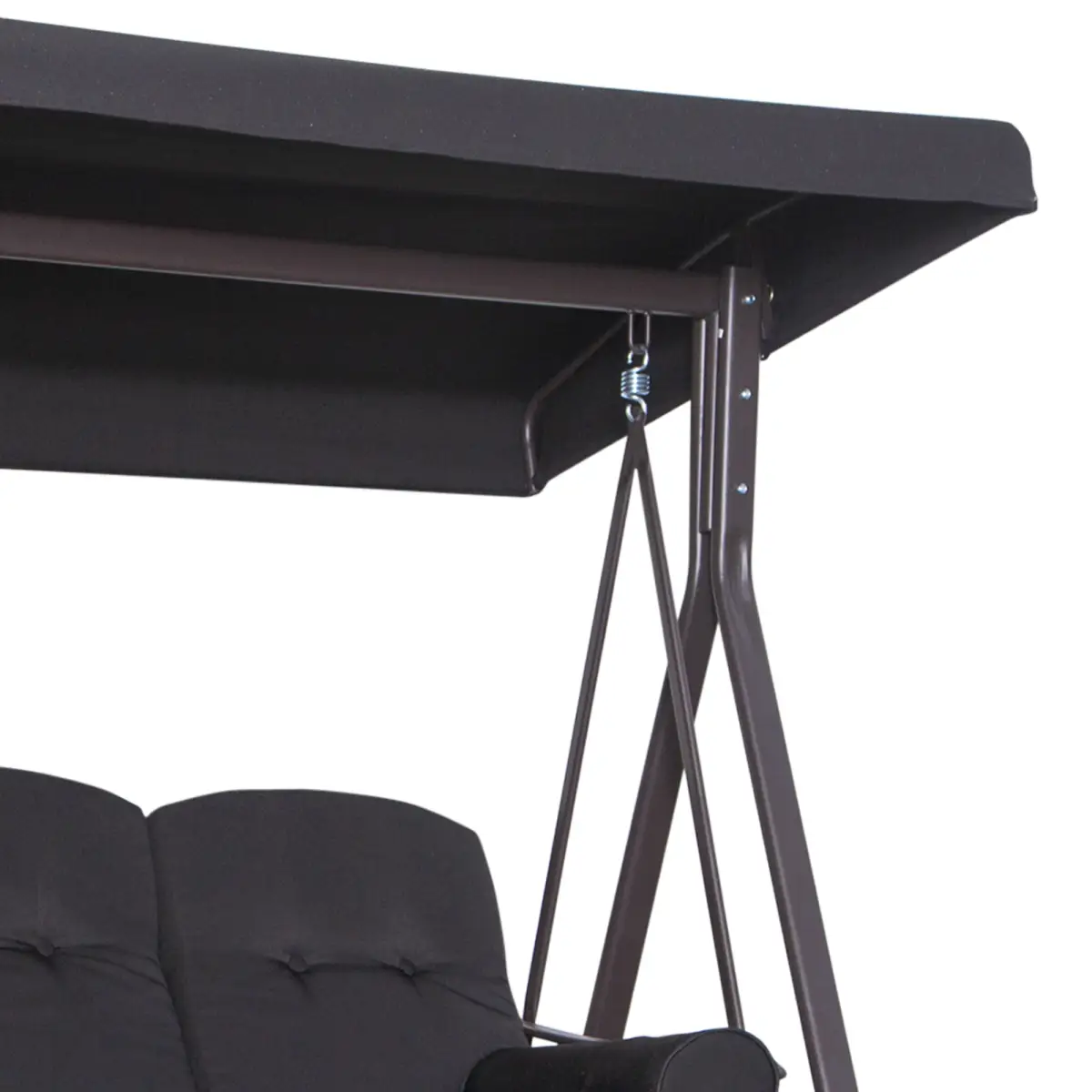Outsunny Outsunny 3 Seater Garden Swing Chair Patio Swing Bench w/ Cup Trays Black - Hammocks
