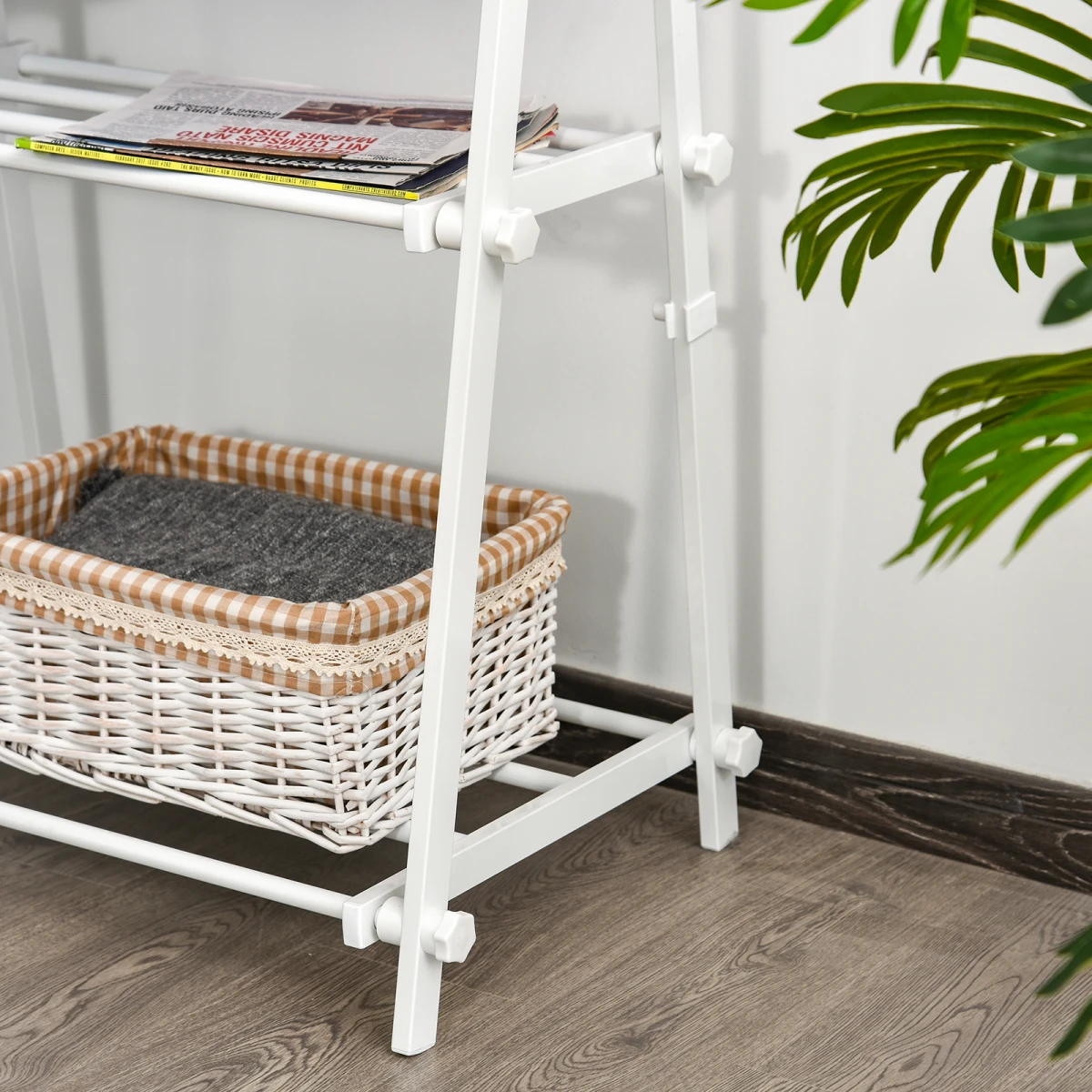 HOMCOM Powder Coated Steel Clothes Rail Tall 2 Shelves Home - Wardrobe
