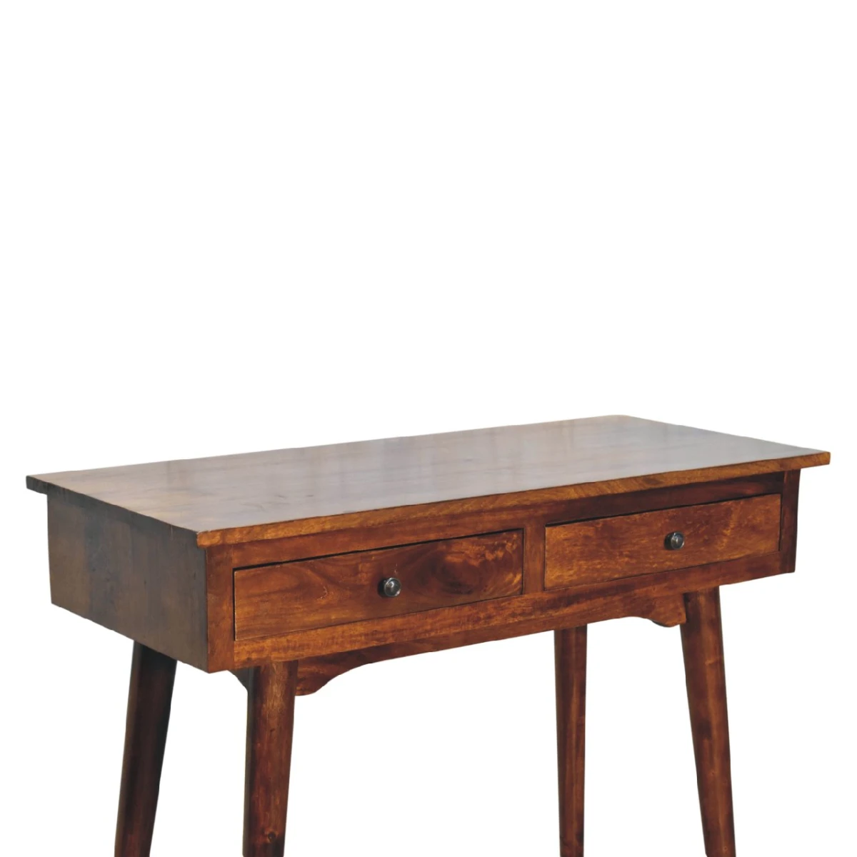 Artisan Furniture Artisan Console Table Compact Solid Mango Wood Two Drawer Chestnut Finish For Hallways - Console Table