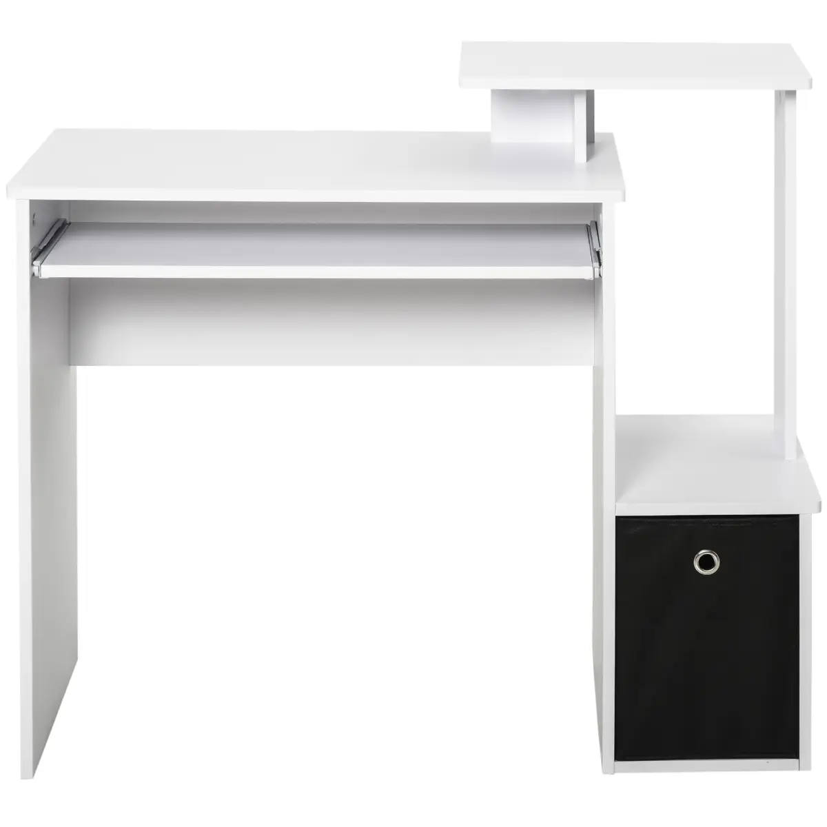 HOMCOM Computer Desk with Sliding Keyboard Tray Storage Drawer Shelf White - Desk