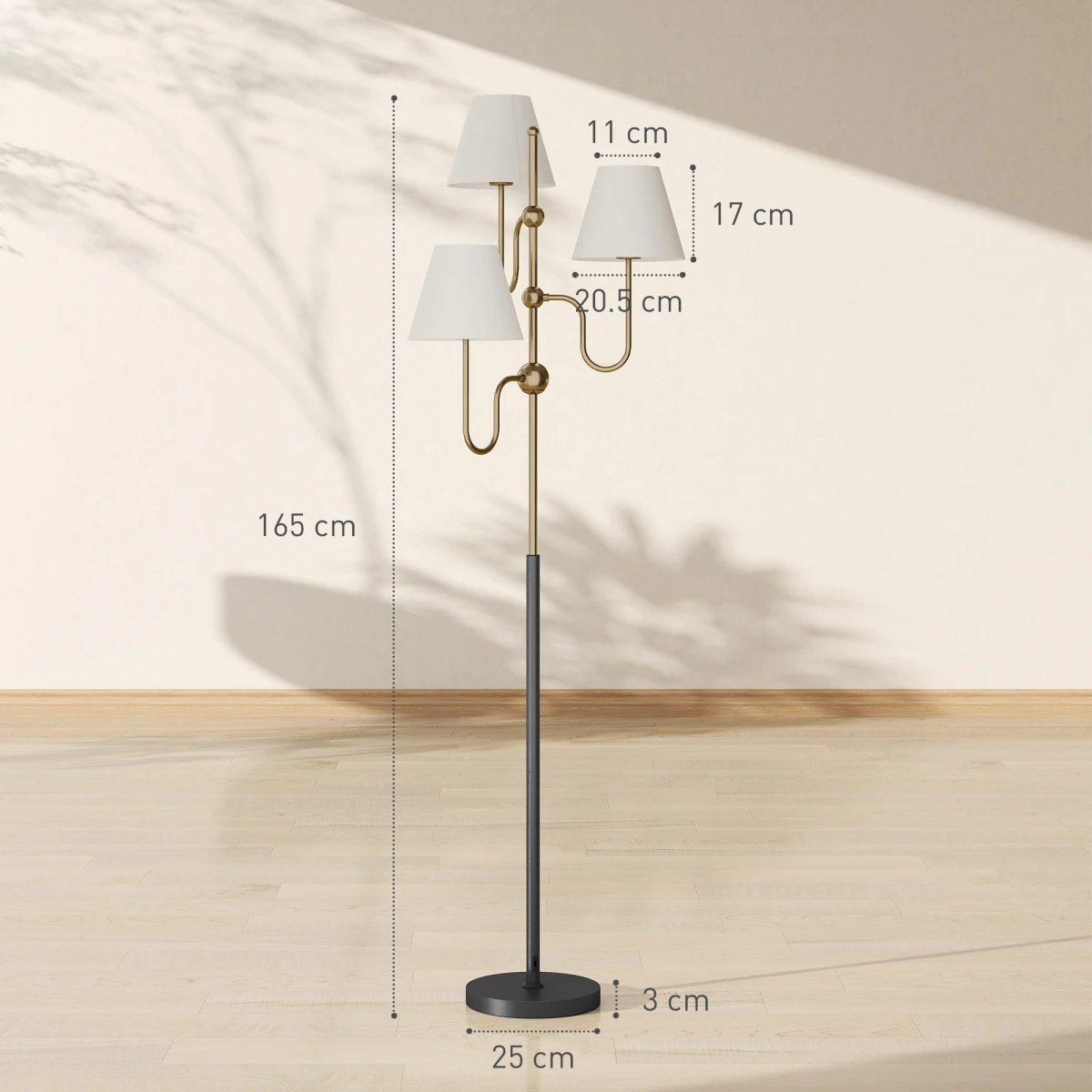 N/A Lux Floor Lamp 165cm 3 Linen Shades Living Room - Lamp