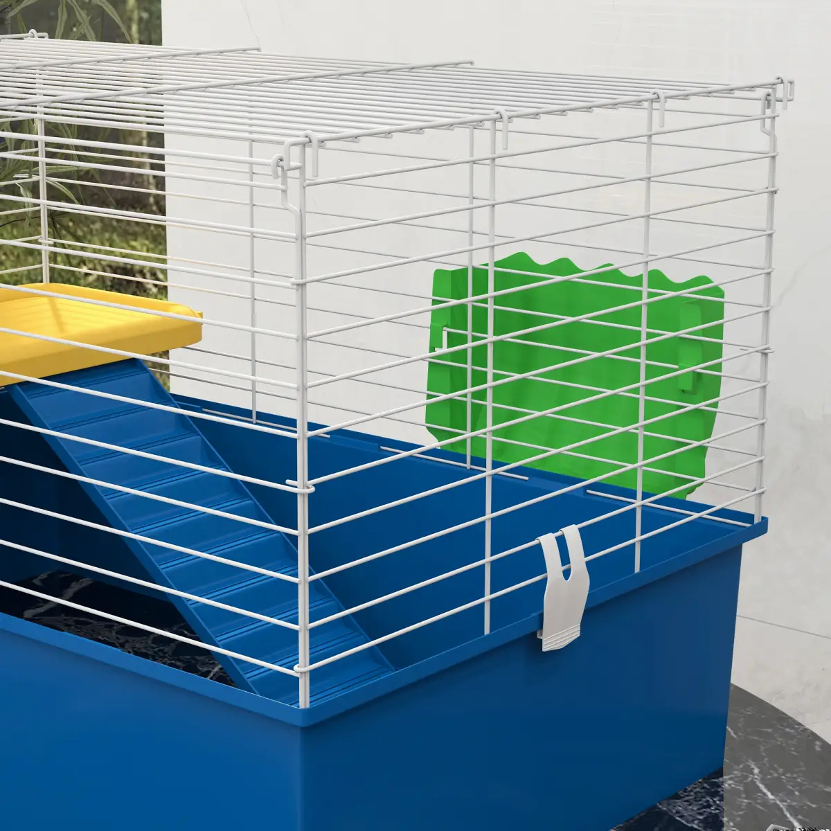PawHut PawHut Small Animal Cage, Rabbit Guinea Pig Hutch, Pet Playhouse, Blue - Pet Cage