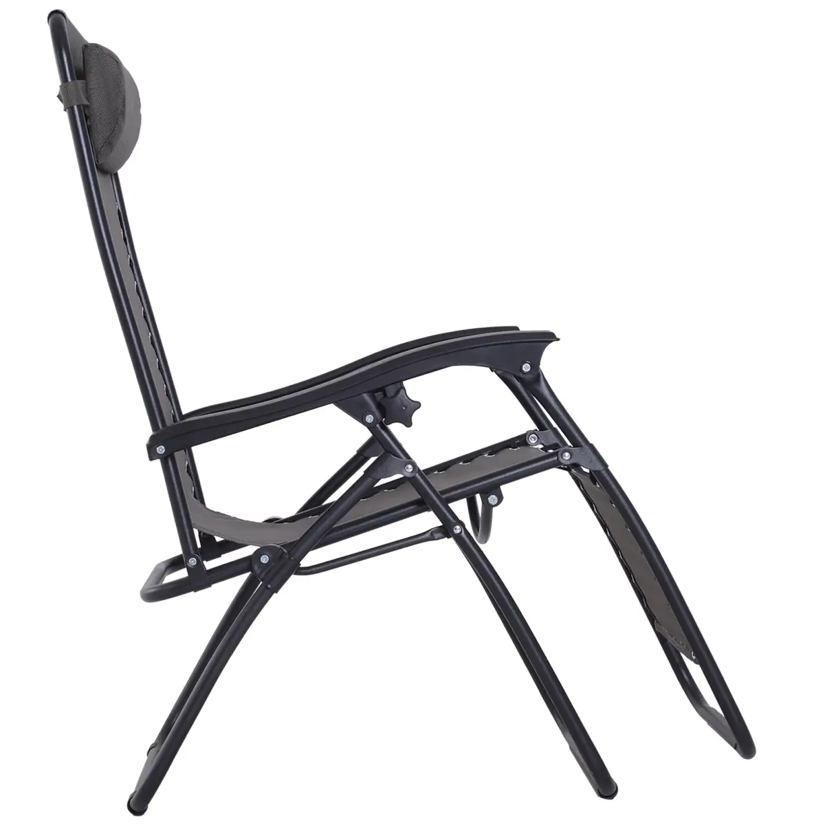 Unbranded 3PC Zero Gravity Chairs Sun Lounger Table Set Cup Holders Dark Grey Outsunny - Garden Set