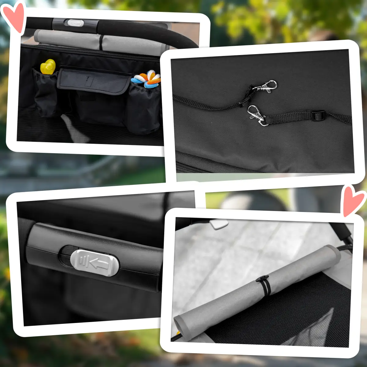 PawHut PawHut Foldable Dog Carriage w/ Universal Wheels, Shock Absorber - Black - Pet Carrier
