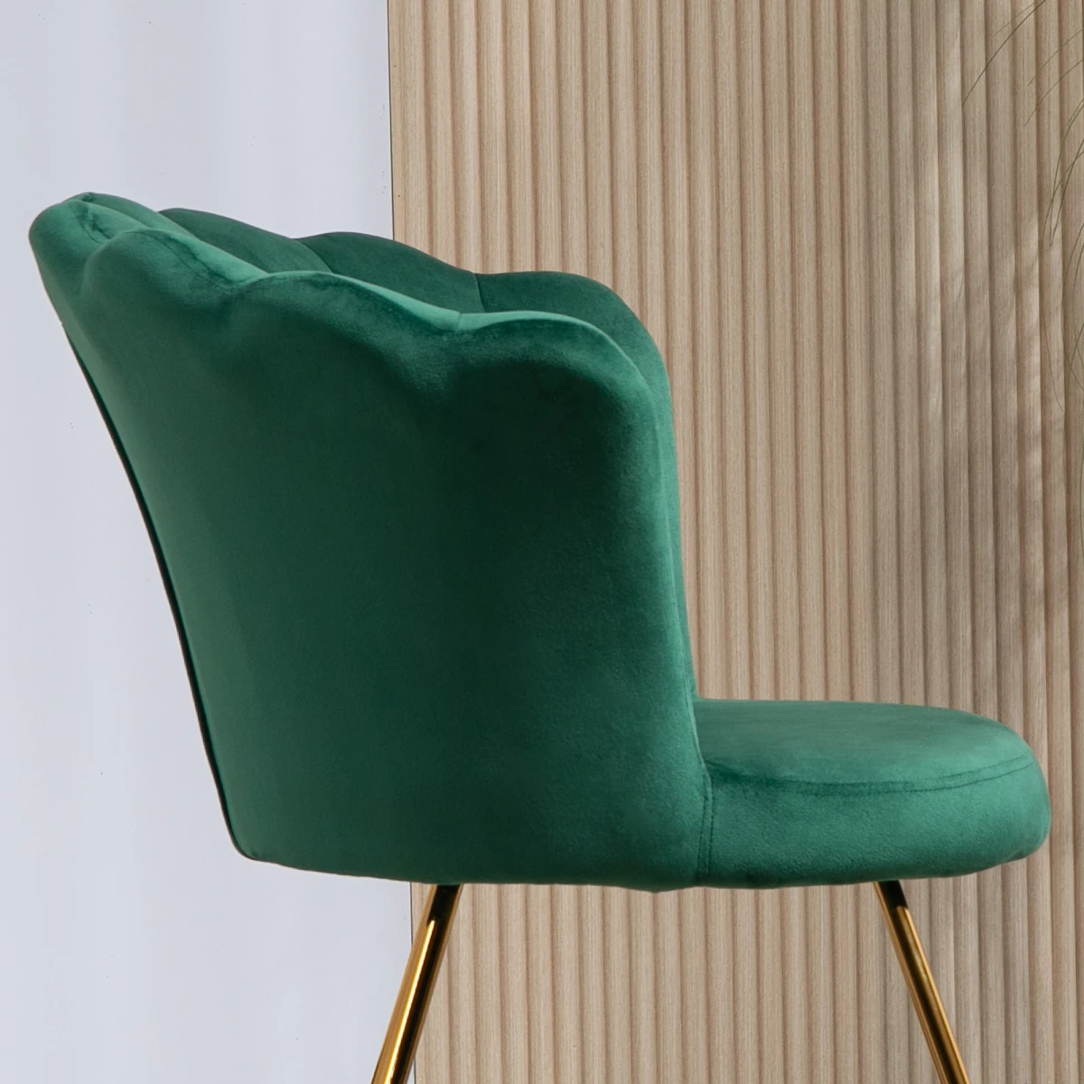 HOMCOM HOMCOM Velvet Accent Chair Lotus Backrest Green Living Room - Accent Chair