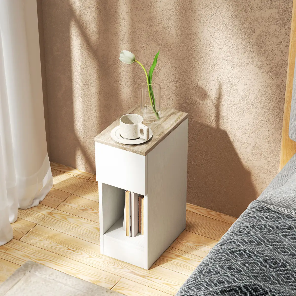 HOMCOM HOMCOM Bedside Tables Set of 2, Nightstands for Bedroom, Living Room, White - Bedside Table