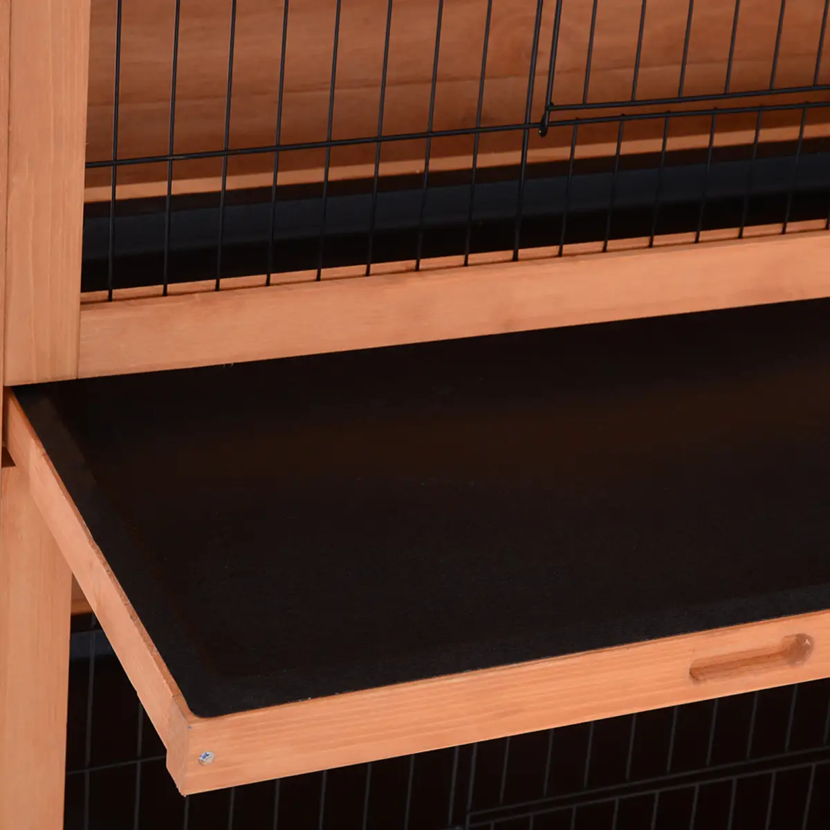 Pawhut Rabbit Hutch for Two Rabbits Outdoor Guinea Pig Cage w/ Removable Trays, Orange - Rabbit Hutch