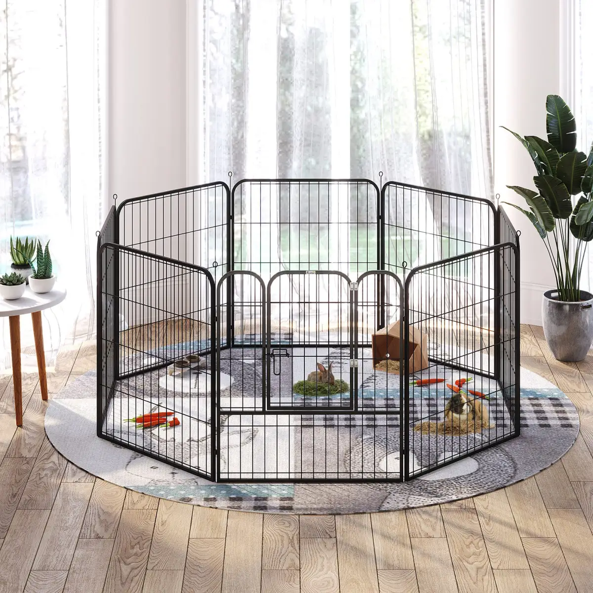 Pawhut 4 Sizes Pet Playpen Dog Rabbit Puppy Cage Folding Run Fence Metal Hutch - Pet Playpen