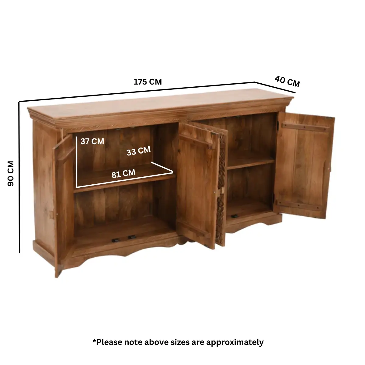 Indian Hub Artwork Mango Wood Sideboard Xl - Sideboard