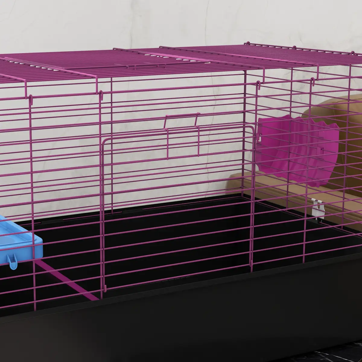 PawHut PawHut Small Animal Cage, Rabbit Guinea Pig Hutch, Pet Playhouse, Black - Pet Cage