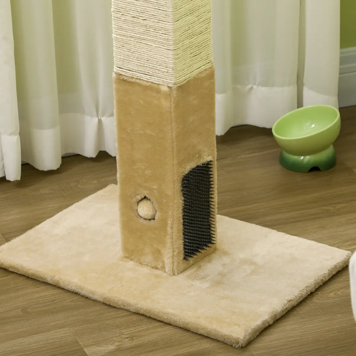 PawHut PawHut Cat Scratching Post Scratcher Climber w/ Carpet Base Hanging Toy - Beige - Cat Tree