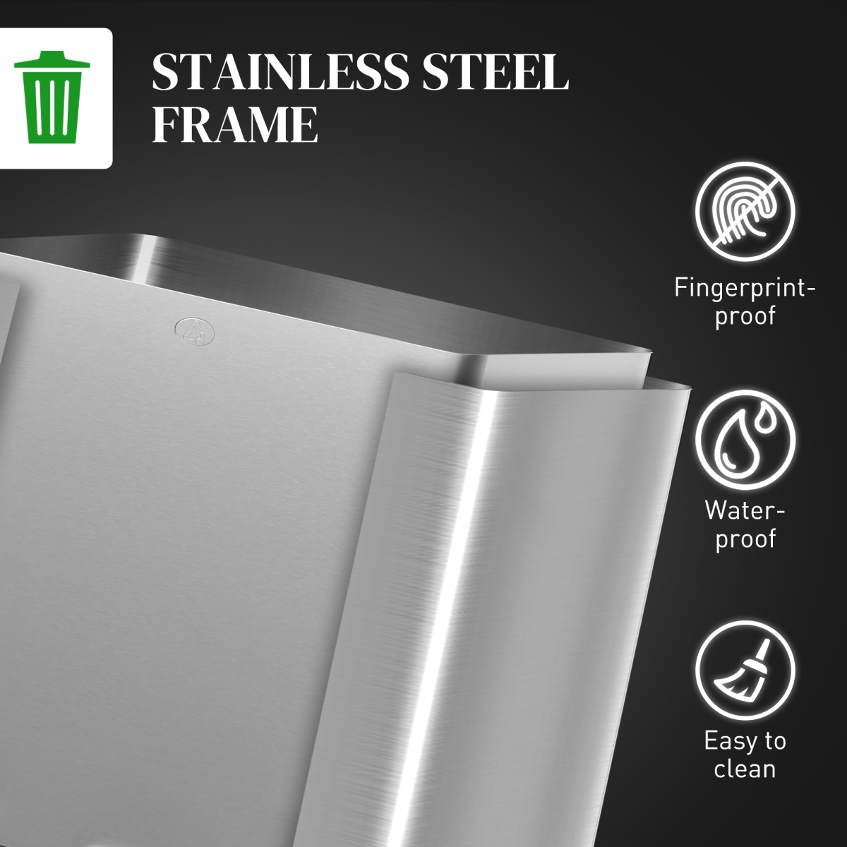 HOMCOM 3 x 15L Triple Kitchen Bin Pedal Bin for Recycling and Waste, Silver - from HOMCOM
