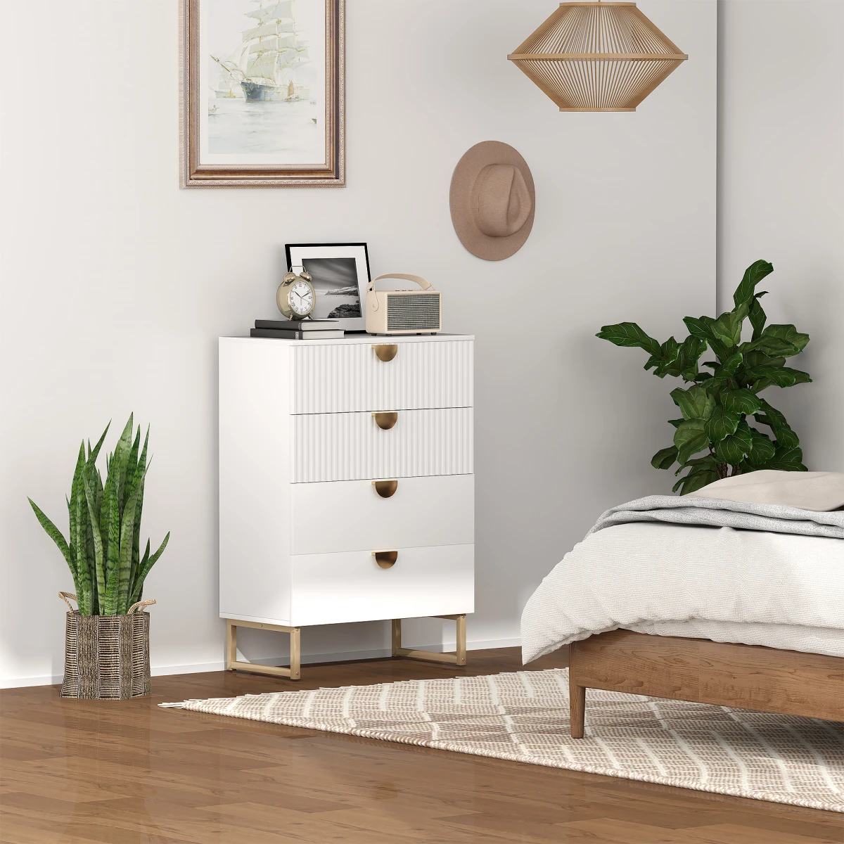 HOMCOM Chest Of Drawers 4 Drawers Anti Tip by HOMCOM