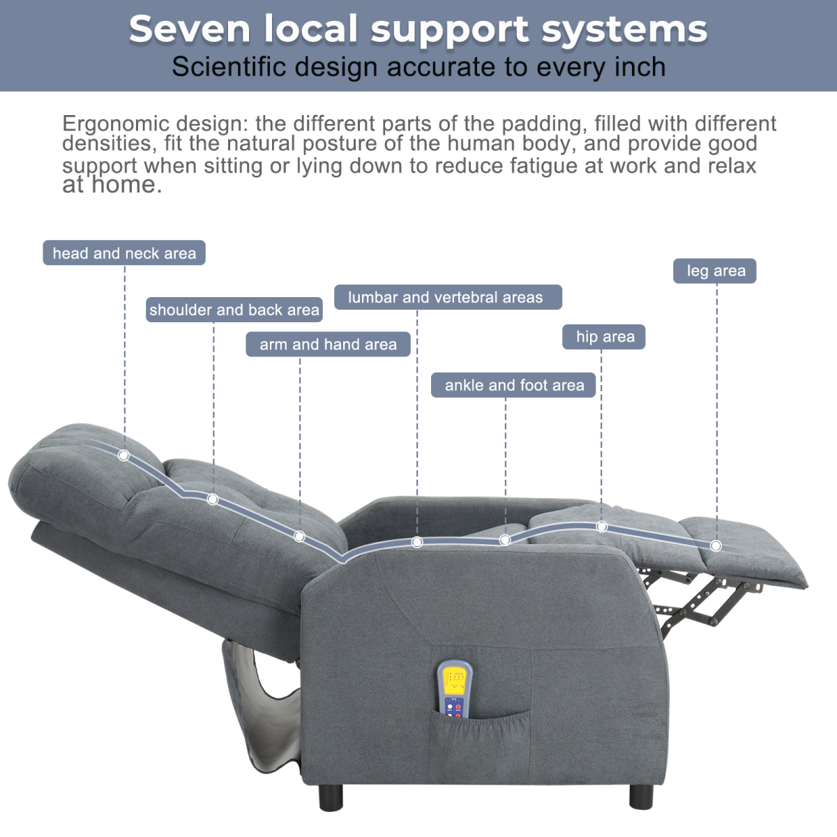 Fabric With 6-Point Massage Heating Function Recliner Light Gray - from N/A