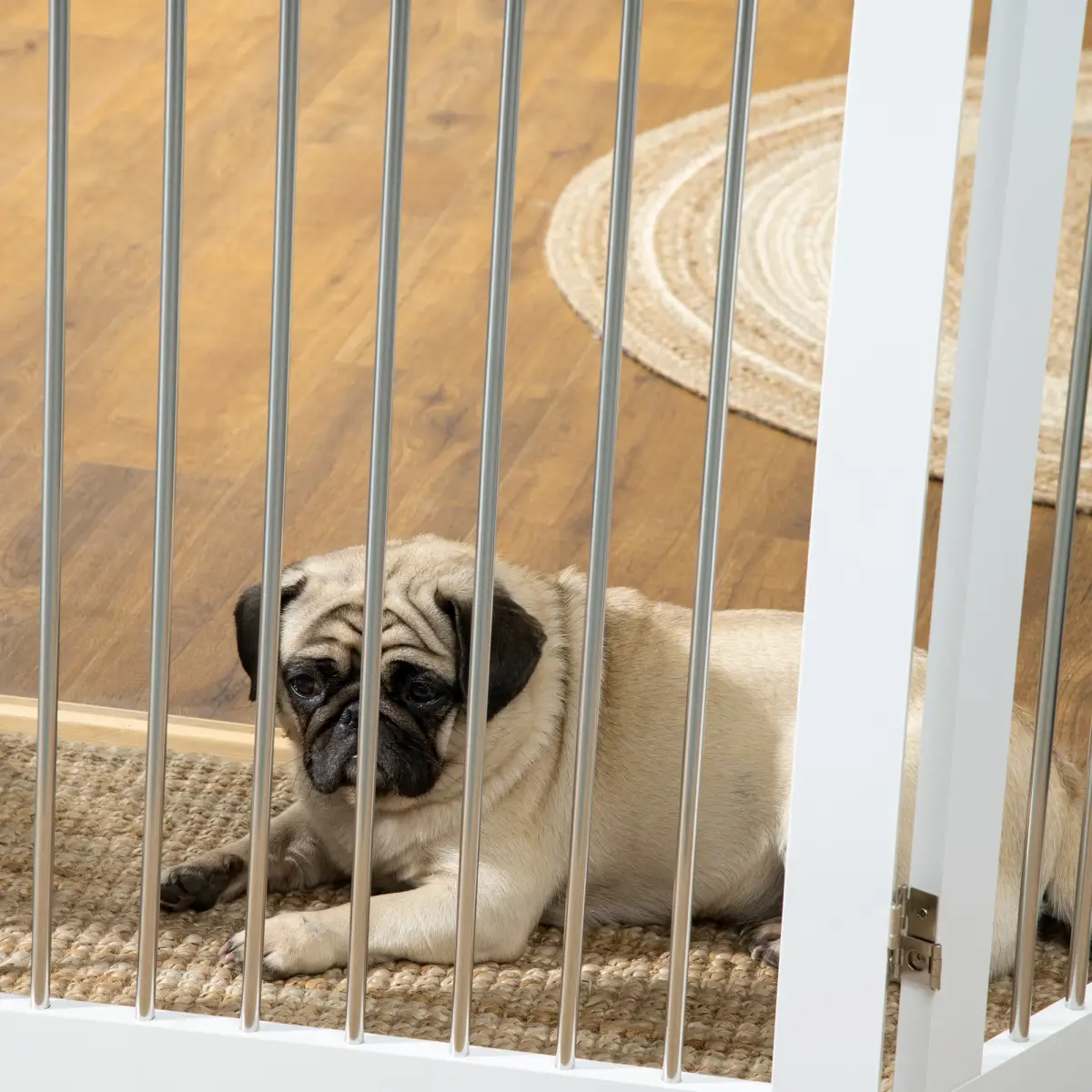 PawHut Foldable Dog Gate for Doorways, Stairs, Halls - White - Pet Gate