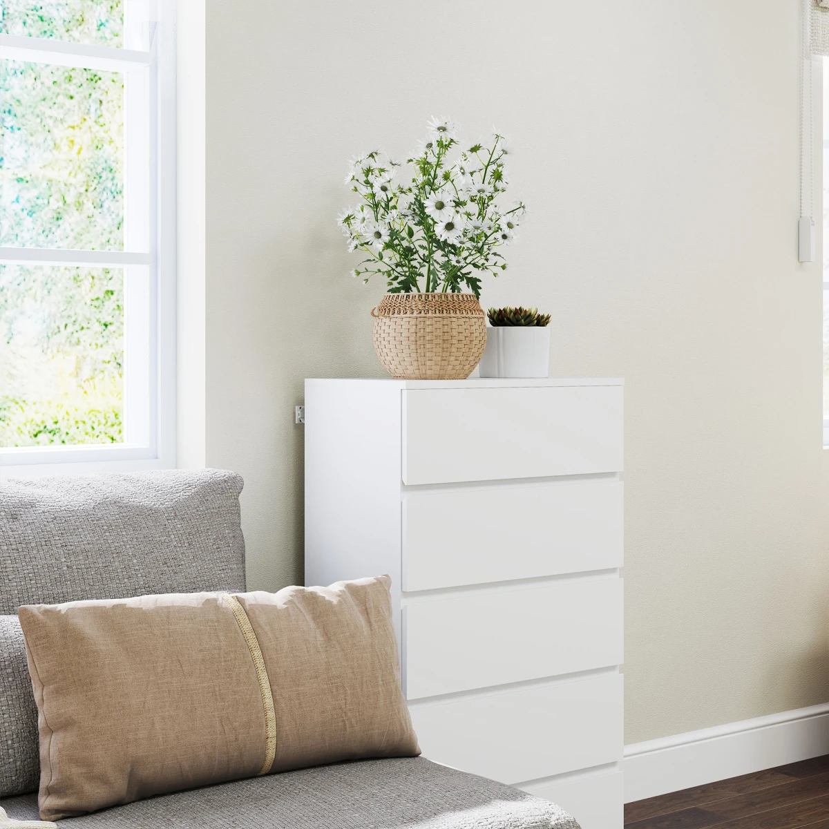 HOMCOM White Dresser 5-Drawer Soft-Close Bedroom by HOMCOM