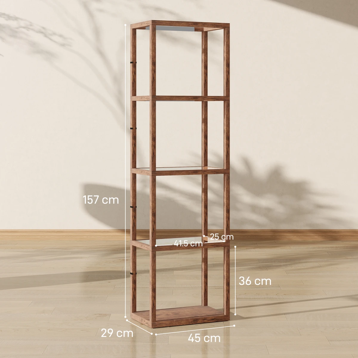 Wood Floor Lamp 180cm 4 Tier Shelf LED Dimmer Home by N/A