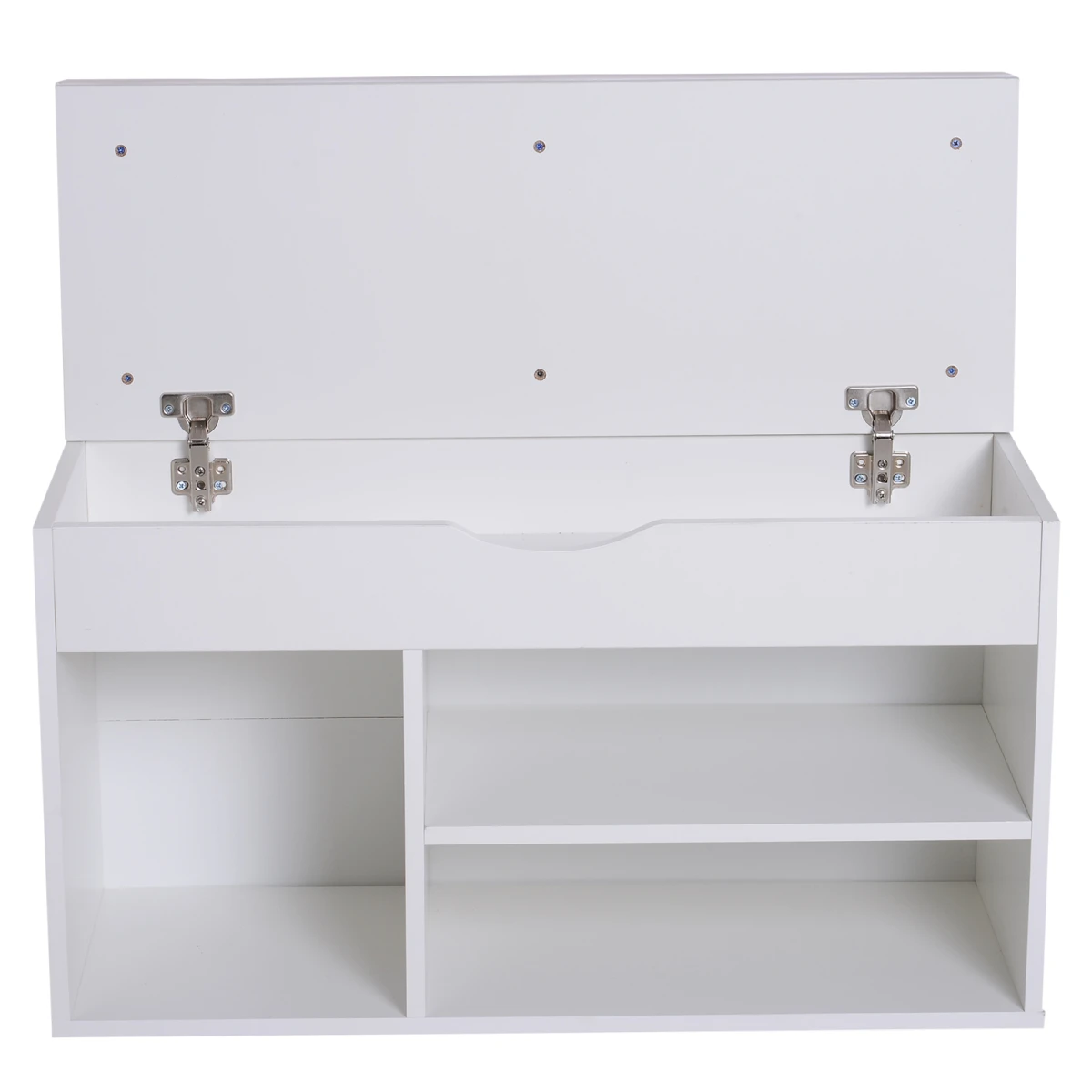 HOMCOM White Wooden Shoes Cabinet Bench With Padded PU Seat And Hidden Storage For Hallway Organization - Shoe Storage