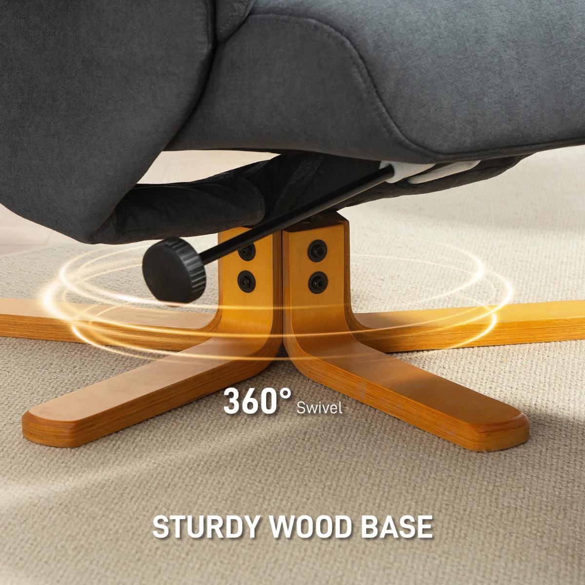 HOMCOM Linen Recliner Chair Wood Base 145 Degree Living Room by HOMCOM