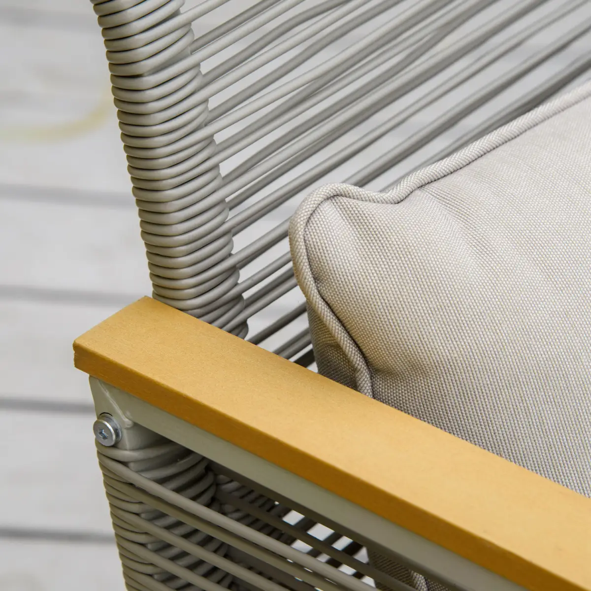 Outsunny 4-Seater Patio Wicker Sofa, Metal Frame PE Rattan Tempered Glass Table Grey - Garden Set