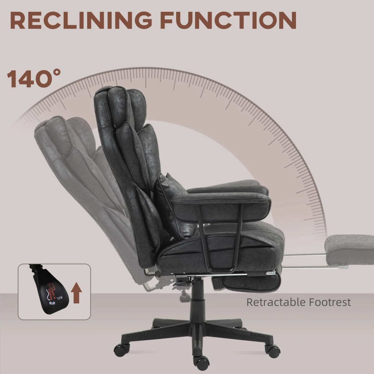 HOMCOM Massage Office Chair 140 Degree Six Point Massage - Office Chair